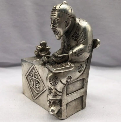 Chinese White copper count old man crafts statue