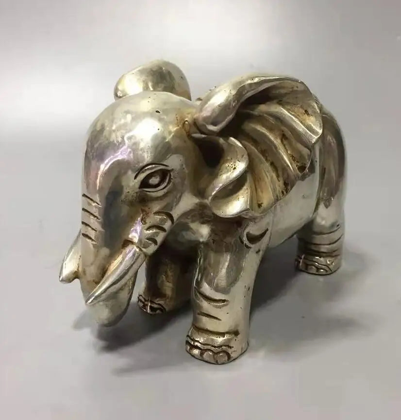 Chinese White copper elephant crafts statue