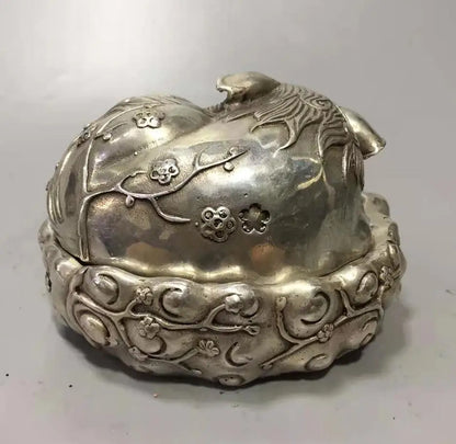 Chinese White copper fox Aroma stove crafts statue