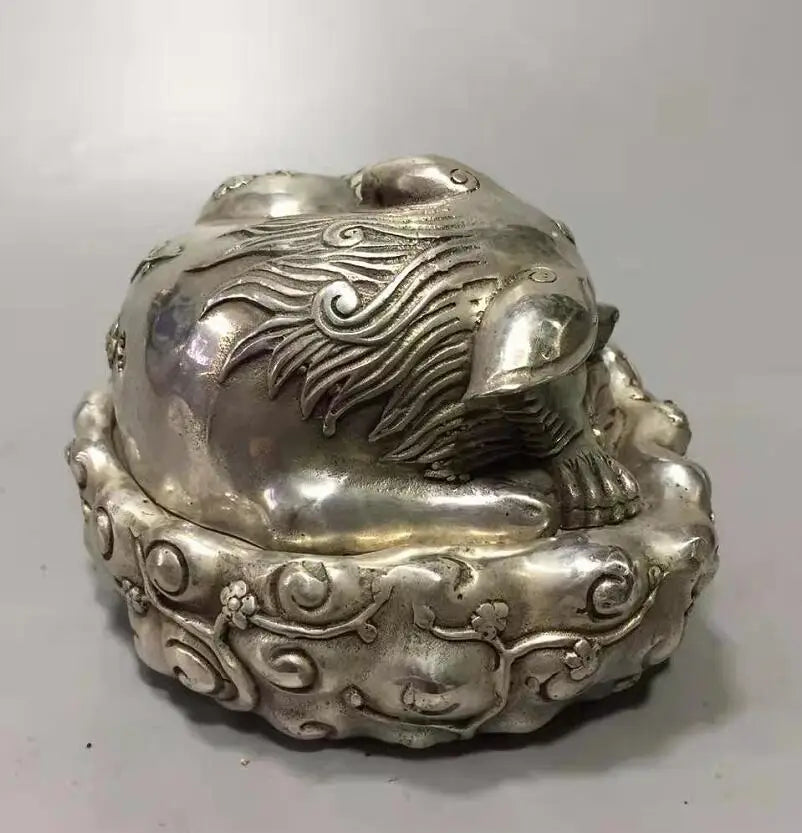 Chinese White copper fox Aroma stove crafts statue