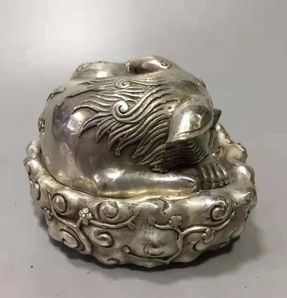 Chinese White copper fox Aroma stove crafts statue