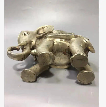 Chinese White copper monkey Sit elephant crafts statue