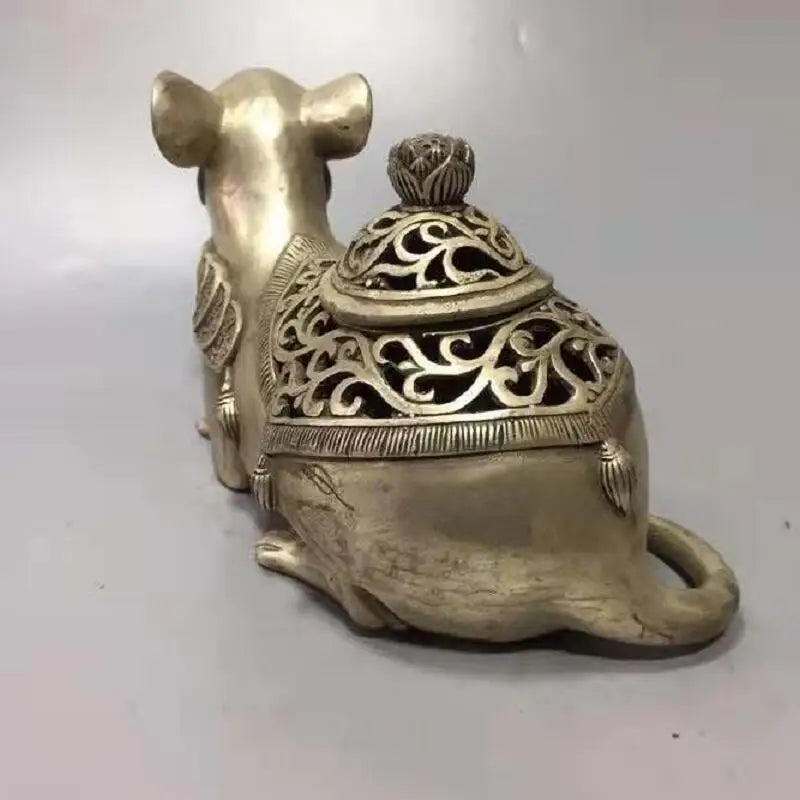 Chinese White copper mouse wealth incense furnace crafts statue