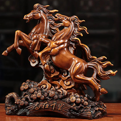 Chinese Wine Cabinet Zodiac Home Crafts Decorations Resin Horse Statue Ornaments Living Room Shop Opening Gifts Office Decor