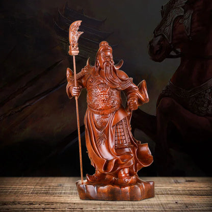 Chinese  Wood Guan Yu Mini Home Living Room Bedroom Decoration Statue Guan Gong Lucky Buddha Statue Resin Statue Imitation