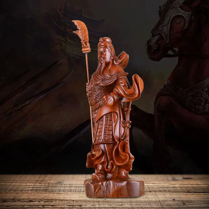 Chinese  Wood Guan Yu Mini Home Living Room Bedroom Decoration Statue Guan Gong Lucky Buddha Statue Resin Statue Imitation