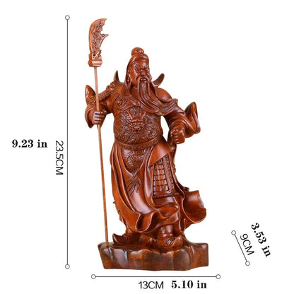 Chinese  Wood Guan Yu Mini Home Living Room Bedroom Decoration Statue Guan Gong Lucky Buddha Statue Resin Statue Imitation