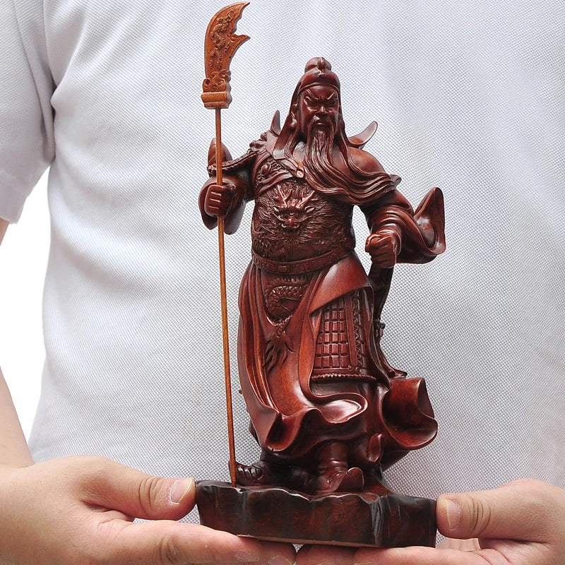 Chinese  Wood Guan Yu Mini Home Living Room Bedroom Decoration Statue Guan Gong Lucky Buddha Statue Resin Statue Imitation