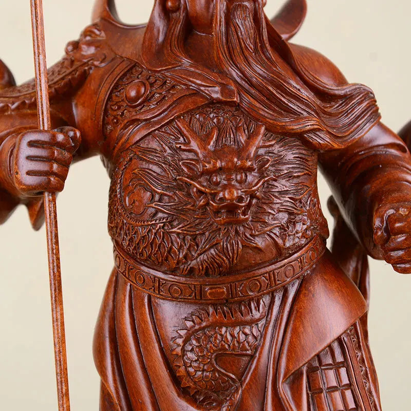 Chinese  Wood Guan Yu Mini Home Living Room Bedroom Decoration Statue Guan Gong Lucky Buddha Statue Resin Statue Imitation