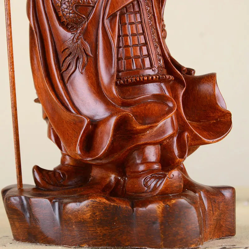 Chinese  Wood Guan Yu Mini Home Living Room Bedroom Decoration Statue Guan Gong Lucky Buddha Statue Resin Statue Imitation