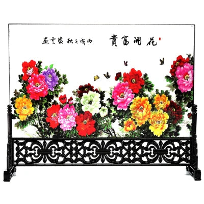Chinese Wooden Lacquerware Table Ornaments Decor Office Accessories Decoration Items for Home Living Room Gifts with Box