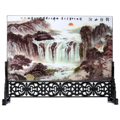Chinese Wooden Lacquerware Table Ornaments Decor Office Accessories Decoration Items for Home Living Room Gifts with Box