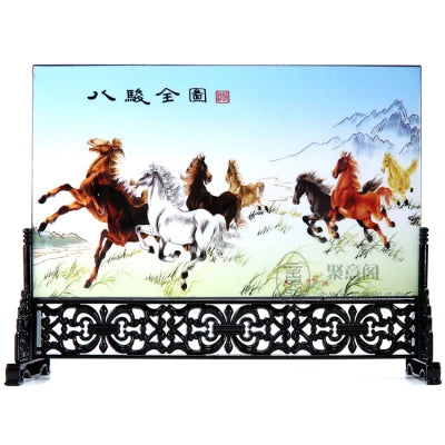 Chinese Wooden Lacquerware Table Ornaments Decor Office Accessories Decoration Items for Home Living Room Gifts with Box