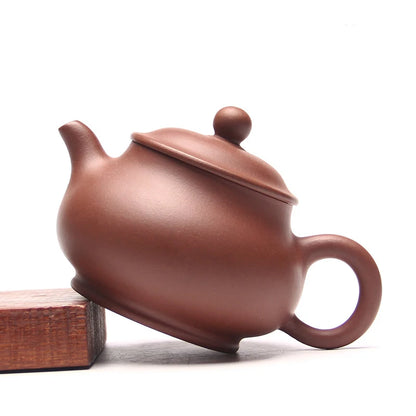 Chinese Yixing Handmade Teapot Pan Pot Qing Cement Teapot, Tea Set, Author Shao Junyao, 290ml
