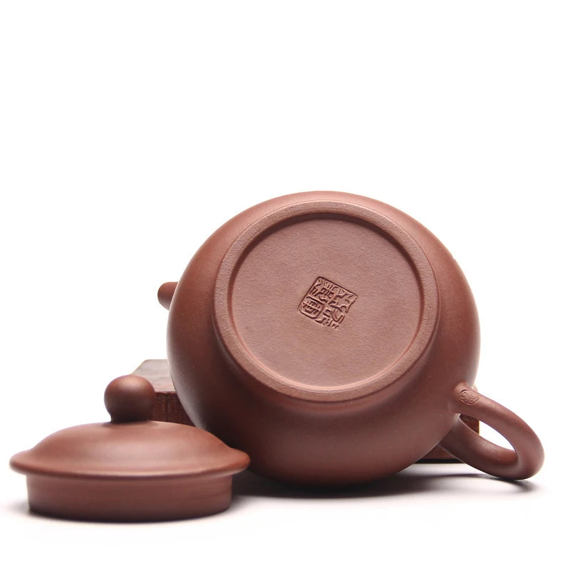 Chinese Yixing Handmade Teapot Pan Pot Qing Cement Teapot, Tea Set, Author Shao Junyao, 290ml
