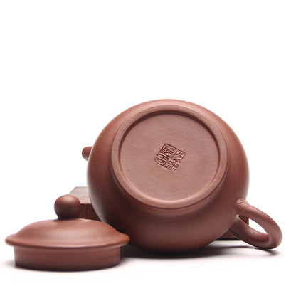 Chinese Yixing Handmade Teapot Pan Pot Qing Cement Teapot, Tea Set, Author Shao Junyao, 290ml