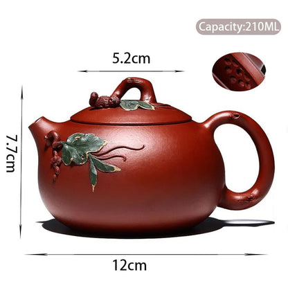 Chinese Yixing High-end Purple Clay Teapots Famous Artists Handmade Squirrel Grape Xishi Tea Pot Kettle Zisha Tea Set Collection