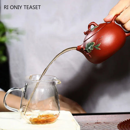 Chinese Yixing High-end Purple Clay Teapots Famous Artists Handmade Squirrel Grape Xishi Tea Pot Kettle Zisha Tea Set Collection