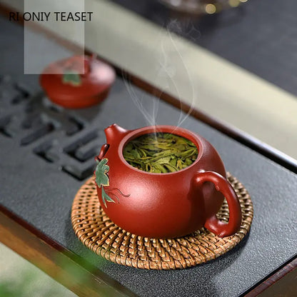 Chinese Yixing High-end Purple Clay Teapots Famous Artists Handmade Squirrel Grape Xishi Tea Pot Kettle Zisha Tea Set Collection