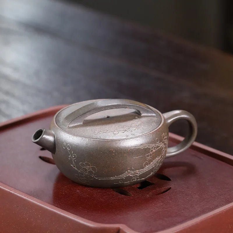Chinese Yixing Large Diameter High-end Purple Clay Teapot Famous Handmade Tea Pot Raw ore Mud Kettle Zisha Kungfu Tea Set 130ml