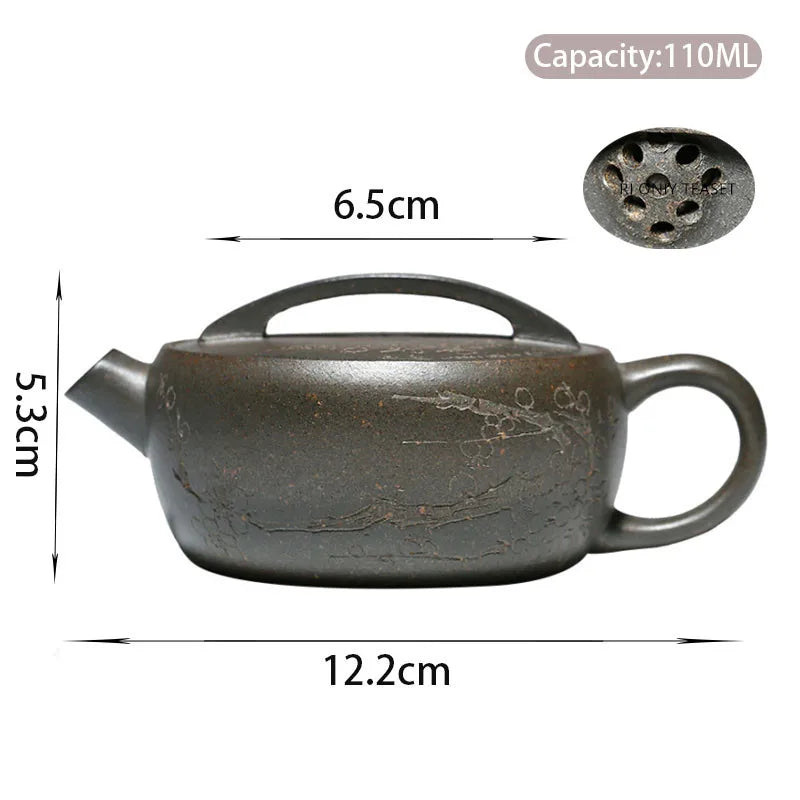 Chinese Yixing Large Diameter High-end Purple Clay Teapot Famous Handmade Tea Pot Raw ore Mud Kettle Zisha Kungfu Tea Set 130ml