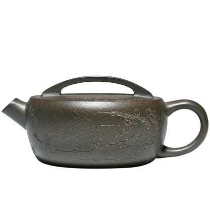 Chinese Yixing Large Diameter High-end Purple Clay Teapot Famous Handmade Tea Pot Raw ore Mud Kettle Zisha Kungfu Tea Set 130ml