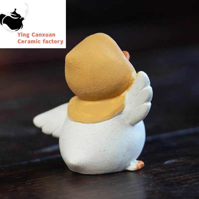 Chinese Yixing Purple Clay Tea Pet Handmade Sculpture Lovely Duck Statue Ornaments Tea Figurine Crafts Zisha Tea Set Decoration
