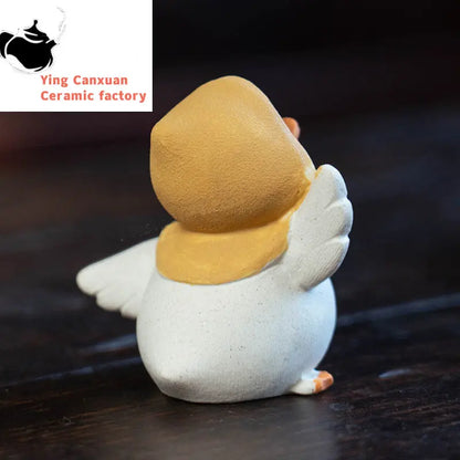 Chinese Yixing Purple Clay Tea Pet Handmade Sculpture Lovely Duck Statue Ornaments Tea Figurine Crafts Zisha Tea Set Decoration