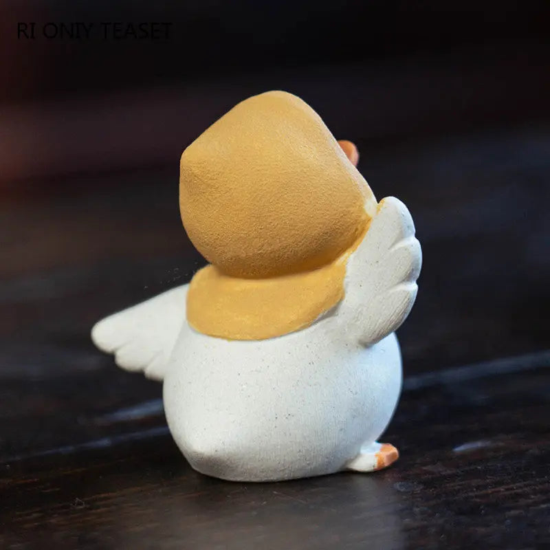 Chinese Yixing Purple Clay Tea Pet Handmade Sculpture Lovely Duck Statue Ornaments Tea Figurine Crafts Zisha Tea Set Decoration