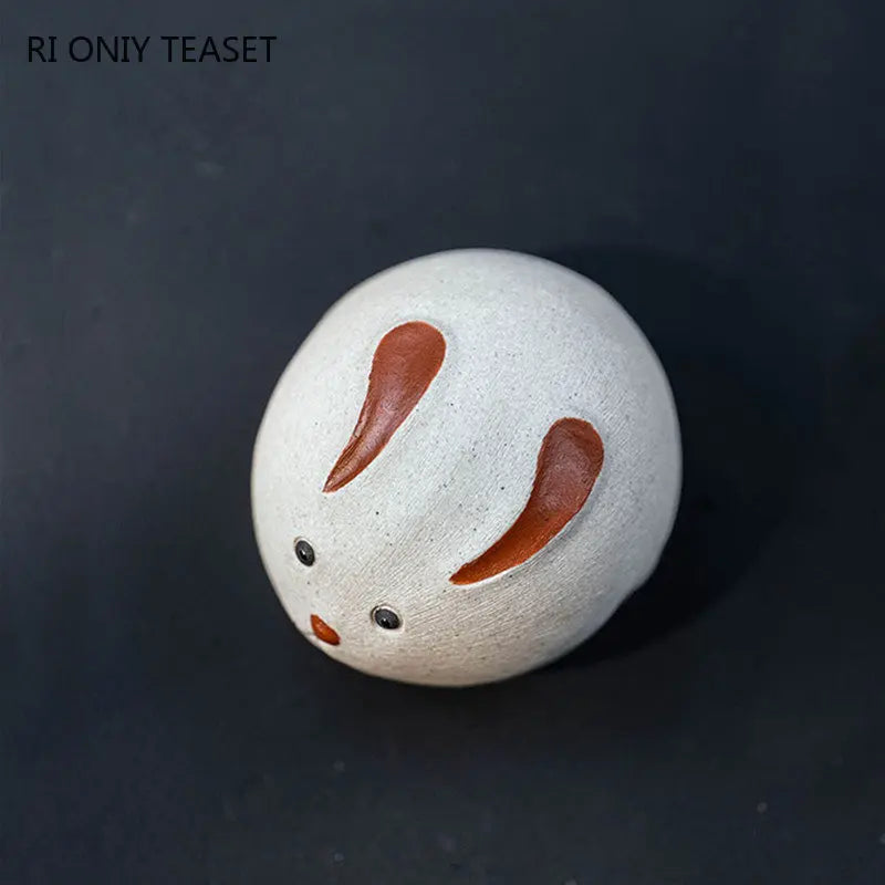 Chinese Yixing Purple Clay Tea Pet Handmade Sculpture Zodiac Rabbit Statue Ornaments Tea Figurine Craft Zisha Tea Set Decoration