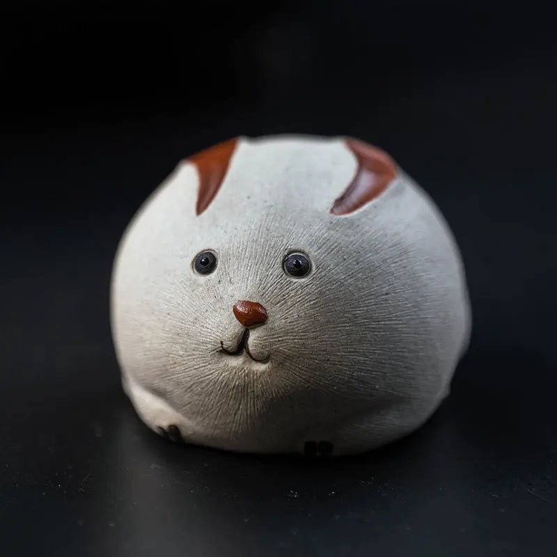 Chinese Yixing Purple Clay Tea Pet Handmade Sculpture Zodiac Rabbit Statue Ornaments Tea Figurine Craft Zisha Tea Set Decoration