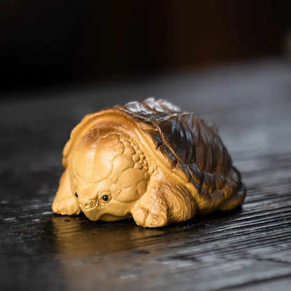Chinese Yixing Purple Clay Tea Pet Lucky Golden Turtle Statue Ornaments Tea Figurine Desktop Crafts Zisha Tea Set Decoration