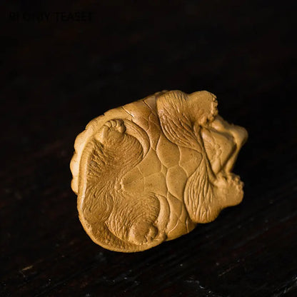 Chinese Yixing Purple Clay Tea Pet Lucky Golden Turtle Statue Ornaments Tea Figurine Desktop Crafts Zisha Tea Set Decoration
