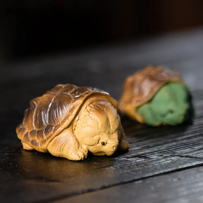 Chinese Yixing Purple Clay Tea Pet Lucky Golden Turtle Statue Ornaments Tea Figurine Desktop Crafts Zisha Tea Set Decoration