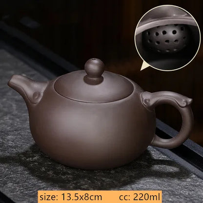 Chinese Yixing Purple Clay Teapot Traditional Ball Hole Filter Tea Infuser Beauty Stone Scoop Kettle Household Zisha Tea Set
