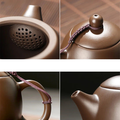 Chinese Yixing Purple Clay Teapot Traditional Ball Hole Filter Tea Infuser Beauty Stone Scoop Kettle Household Zisha Tea Set