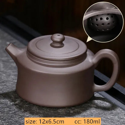 Chinese Yixing Purple Clay Teapot Traditional Ball Hole Filter Tea Infuser Beauty Stone Scoop Kettle Household Zisha Tea Set