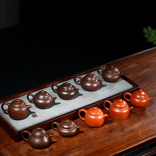 Chinese Yixing Purple Clay Teapot Traditional Ball Hole Filter Tea Infuser Beauty Stone Scoop Kettle Household Zisha Tea Set