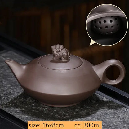 Chinese Yixing Purple Clay Teapot Traditional Ball Hole Filter Tea Infuser Beauty Stone Scoop Kettle Household Zisha Tea Set