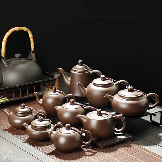 Chinese Yixing Purple Clay Teapot Traditional Ball Hole Filter Tea Infuser Beauty Stone Scoop Kettle Household Zisha Tea Set