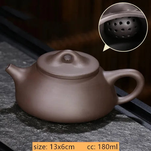 Chinese Yixing Purple Clay Teapot Traditional Ball Hole Filter Tea Infuser Beauty Stone Scoop Kettle Household Zisha Tea Set