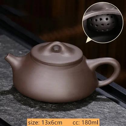 Chinese Yixing Purple Clay Teapot Traditional Ball Hole Filter Tea Infuser Beauty Stone Scoop Kettle Household Zisha Tea Set