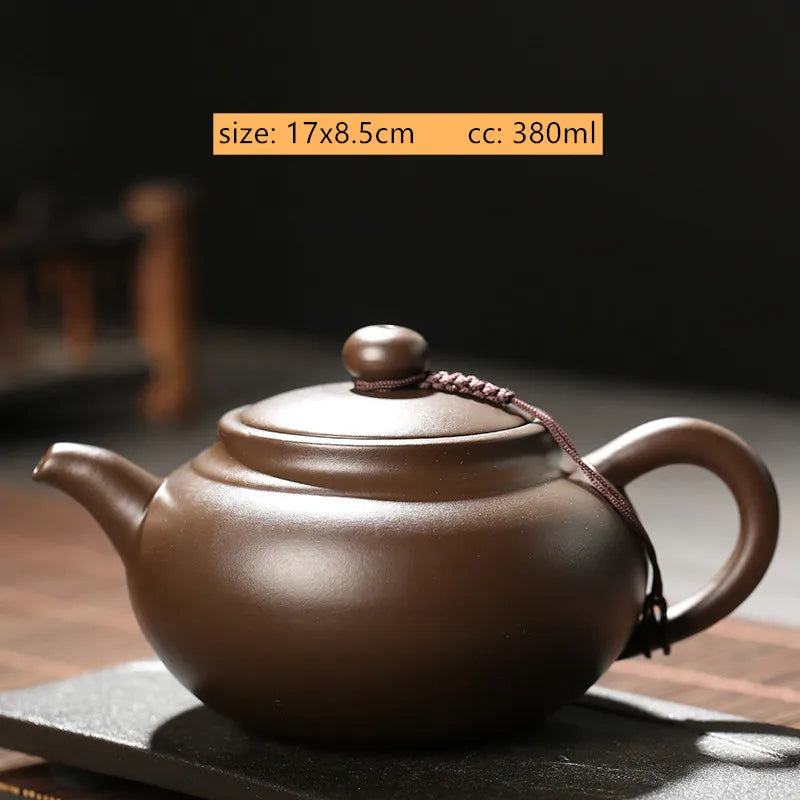 Chinese Yixing Purple Clay Teapot Traditional Ball Hole Filter Tea Infuser Beauty Stone Scoop Kettle Household Zisha Tea Set