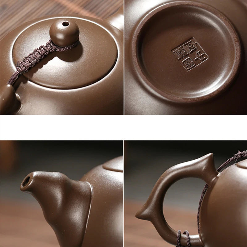 Chinese Yixing Purple Clay Teapot Traditional Ball Hole Filter Tea Infuser Beauty Stone Scoop Kettle Household Zisha Tea Set