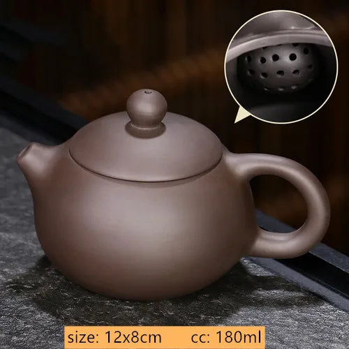 Chinese Yixing Purple Clay Teapot Traditional Ball Hole Filter Tea Infuser Beauty Stone Scoop Kettle Household Zisha Tea Set