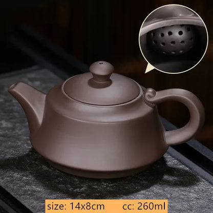 Chinese Yixing Purple Clay Teapot Traditional Ball Hole Filter Tea Infuser Beauty Stone Scoop Kettle Household Zisha Tea Set