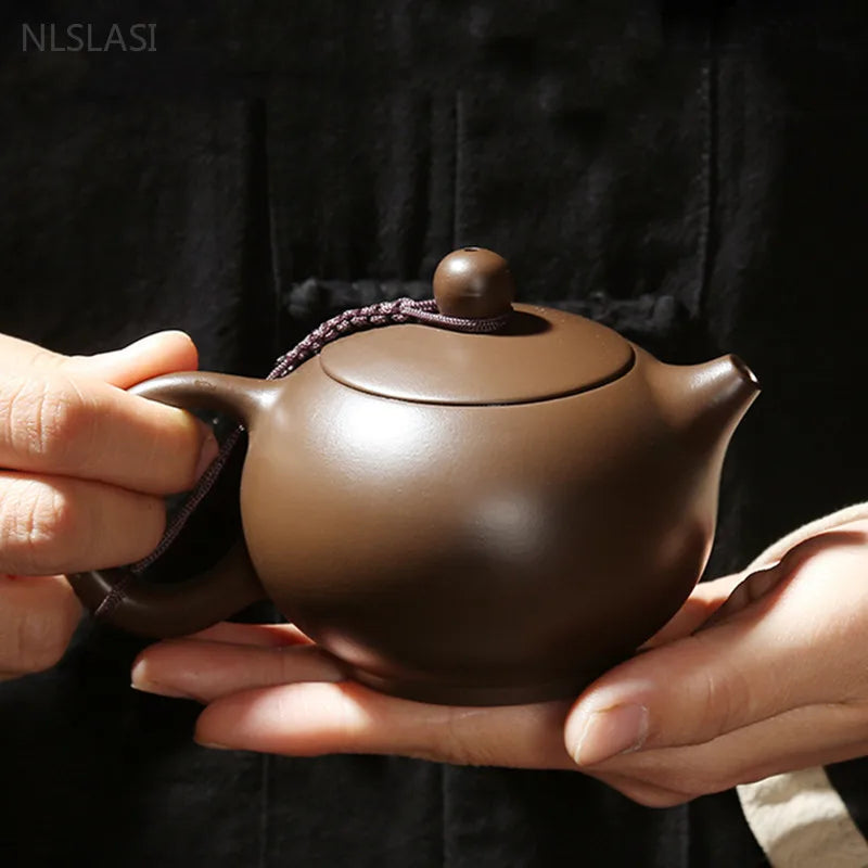 Chinese Yixing Purple Clay Teapot Traditional Ball Hole Filter Tea Infuser Beauty Stone Scoop Kettle Household Zisha Tea Set