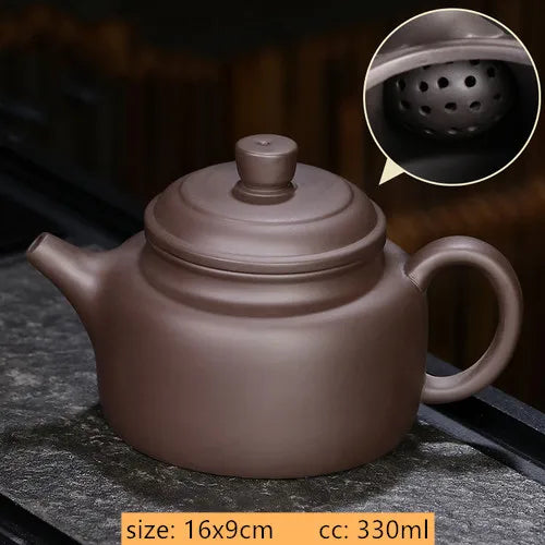 Chinese Yixing Purple Clay Teapot Traditional Ball Hole Filter Tea Infuser Beauty Stone Scoop Kettle Household Zisha Tea Set