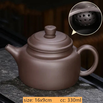 Chinese Yixing Purple Clay Teapot Traditional Ball Hole Filter Tea Infuser Beauty Stone Scoop Kettle Household Zisha Tea Set