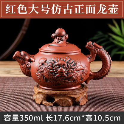 Chinese Yixing Purple Clay Teapot Traditional Dragon Tea Pot Big Capacity Handmade Retro Tea Set Kettle Creative Kung Fu Teapot